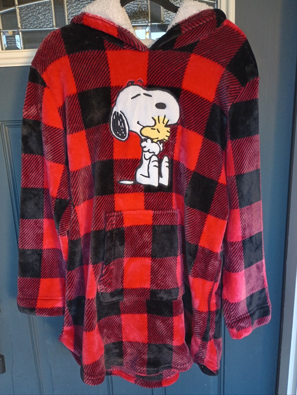 Peanuts Snoopy Super Soft Fleece Pullover Lounger Sz L Cabincore Whimsical
